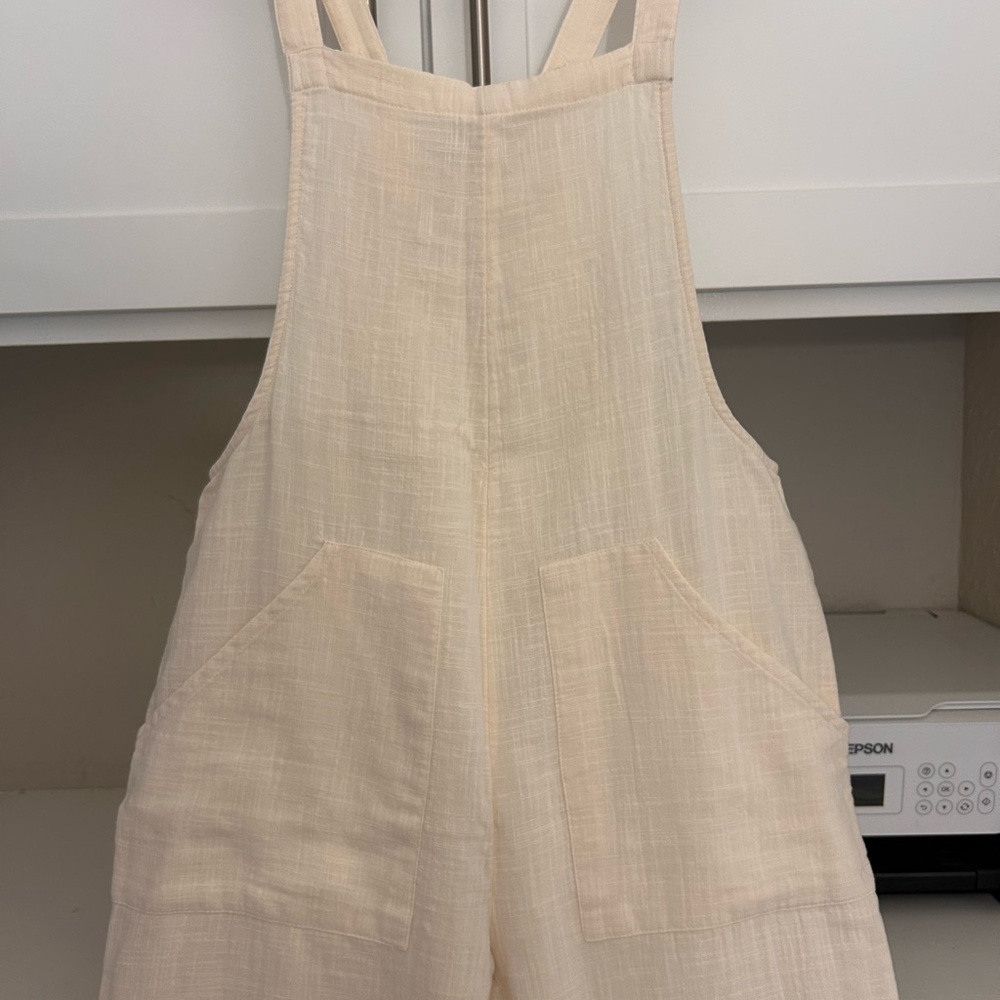 Cream Linen Overalls